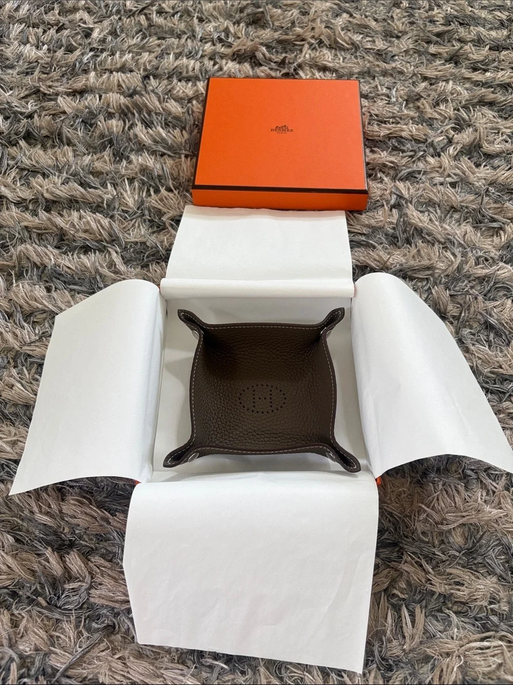 Hermès Mises et Relances H Evelyne Mini Change Tray Brown New In Box